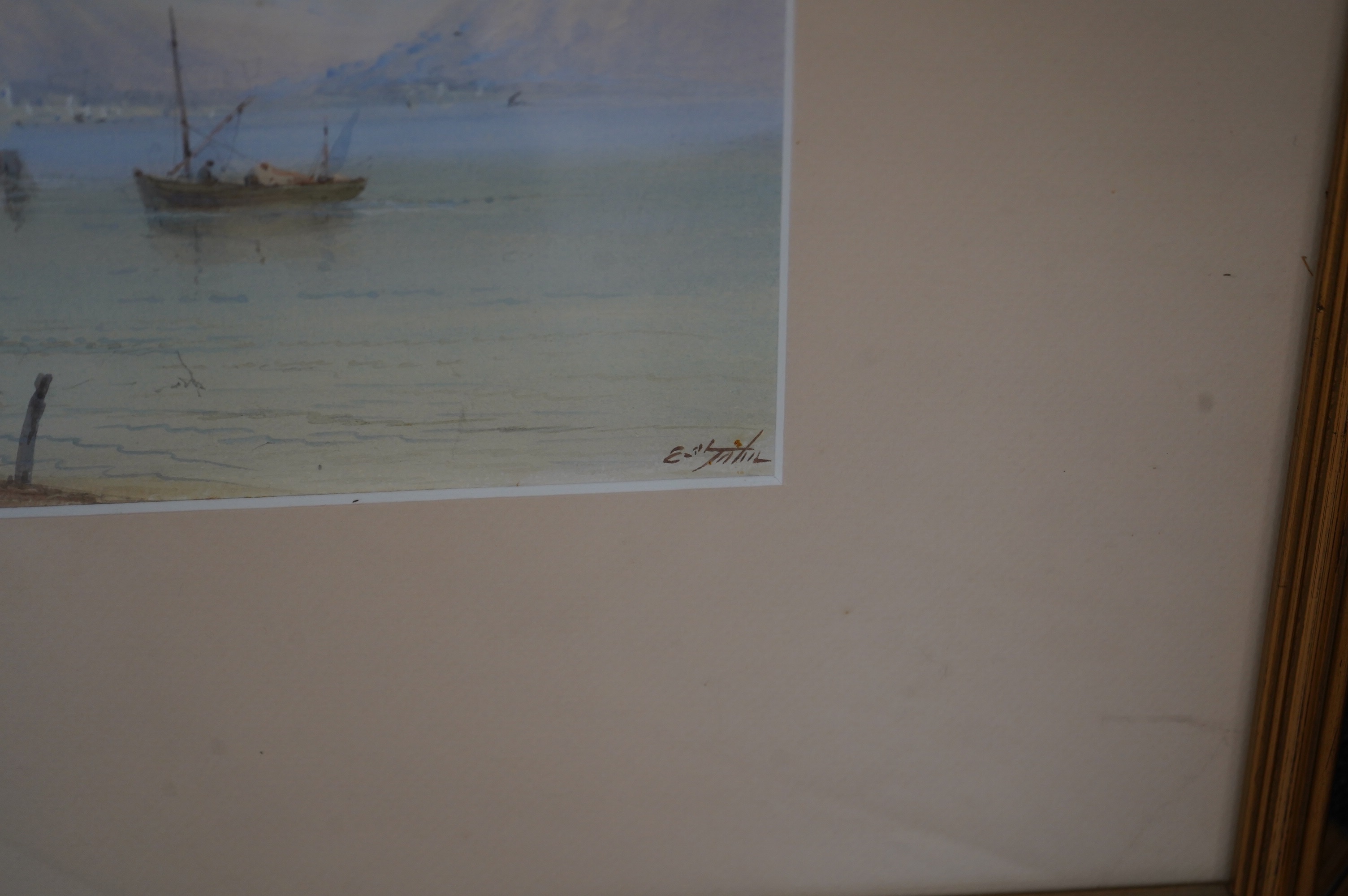 Edwin St. John (1880-1920), watercolour, Coastal scene, signed, 28 x 48cm. Condition - fair
